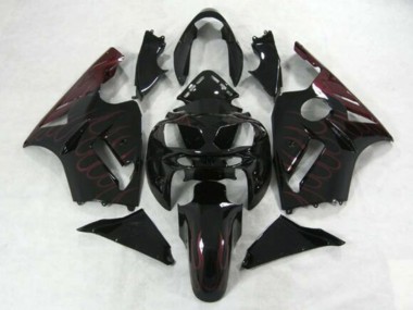 Kawasaki ZX12R Motorrad Verkleidung 2002-2006 - Glanzendes Schwarz Burgundy Flamme