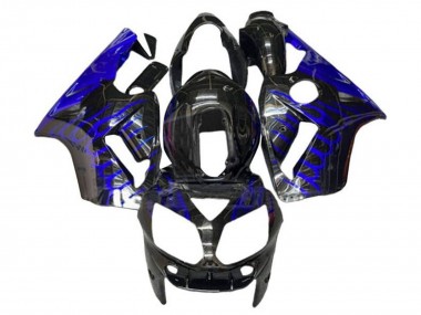 Kawasaki ZX12R Motorrad Verkleidung 2002-2006 - Glanzendes Schwarz Blau Flamme