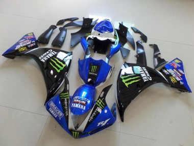 Blau Weiß Glänzendes Schwarz Grün Graves Yamalube Monster 2012-2014 Yamaha YZF R1 Motorrad Verkleidung