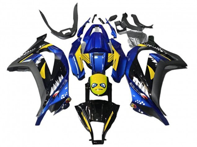 Kawasaki EX300 Motorrad Verkleidung 2013-2024 - Blau Gelb Schwarz Hai