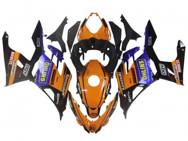 Kawasaki Ninja 400 Motorrad Verkleidung 2018-2024 - Orange Schwarz Blau Gelb OHLINS
