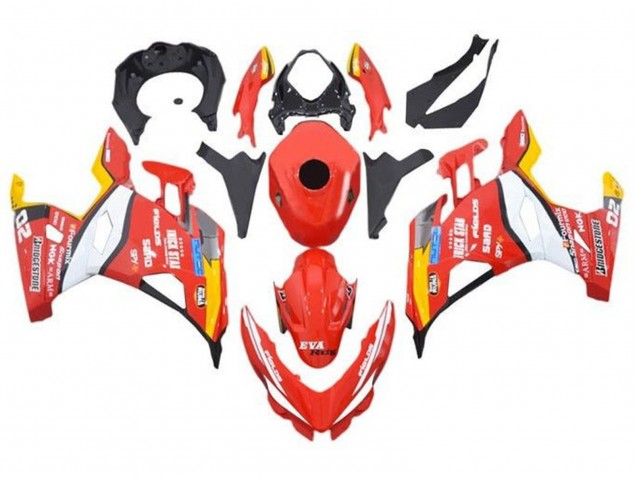 Kawasaki Ninja 400 Motorrad Verkleidung 2018-2024 - Rot Weiss Gelb Schwarz Trick Star Bridgestone
