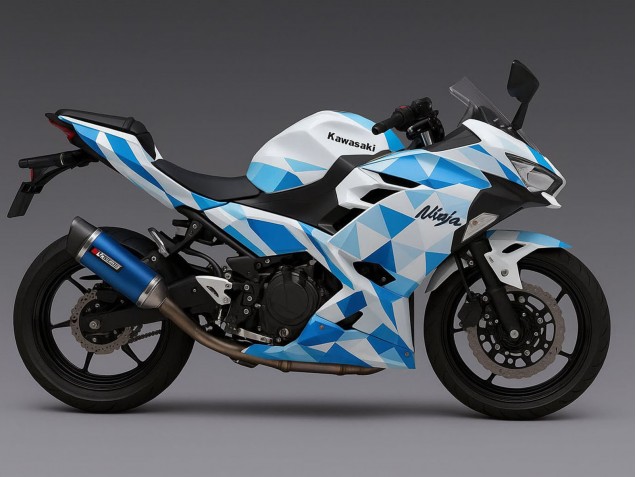 Weiß Blau Geometric 2024-2026 Kawasaki Ninja 500 EX500R Motorrad Verkleidung