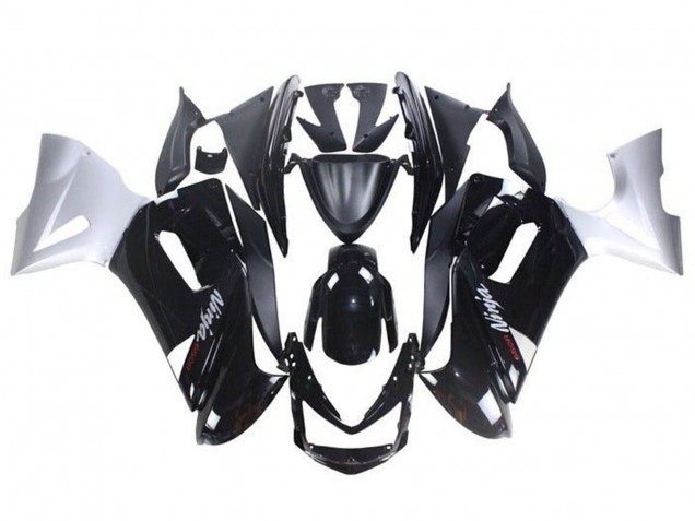 Kawasaki Ninja 650 EX650 Motorrad Verkleidung 2006-2008 - Glanzendes Schwarz Weiss
