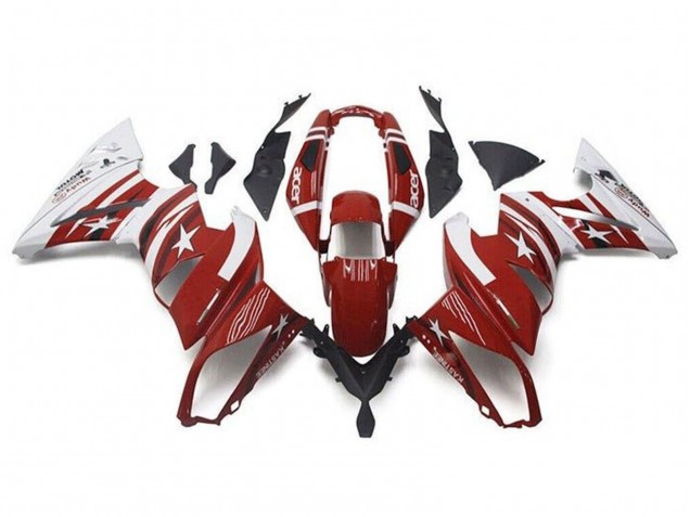 Kawasaki Ninja 650 EX650 Motorrad Verkleidung 2009-2011 - Rot Weiss Stern Acer