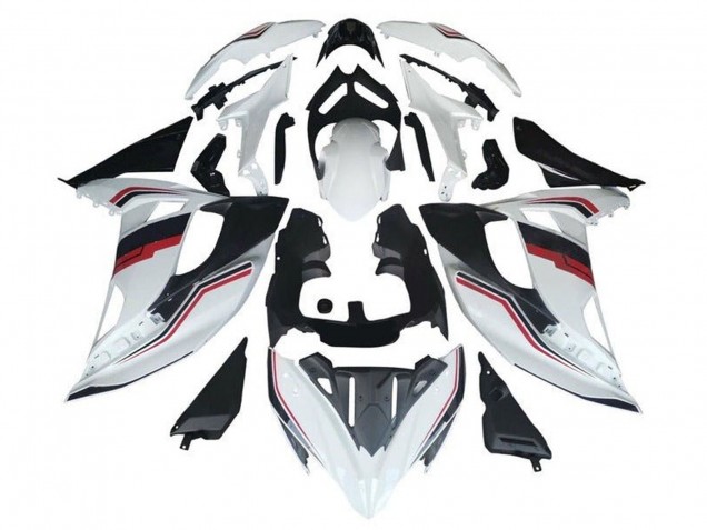 Kawasaki Ninja 650 EX650 Motorrad Verkleidung 2017-2019 - Weiss Rot Schwarz Streifen