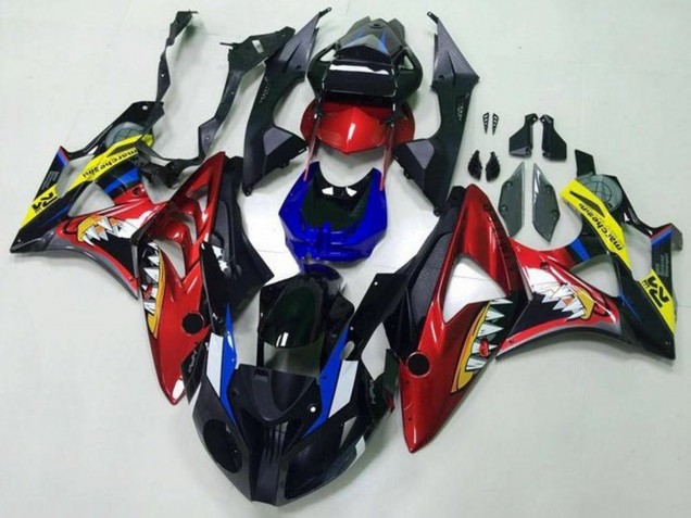 BMW S1000RR Motorrad Verkleidung 2009-2014 - Rot Blau Gelb Schwarz Hai