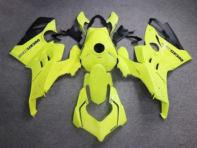 Ducati Panigale V4 V4S Motorrad Verkleidung 2020-2021 - Neon Gelb Glanzendes Schwarz Corse