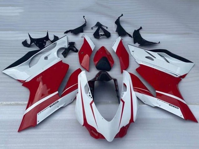 Ducati Panigale 1199 Motorrad Verkleidung 2011-2014 - Weiss Rot Glanzendes Schwarz