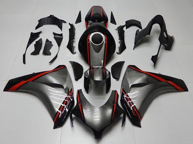 Honda CBR1000RR Motorrad Verkleidung 2008-2011 - Grau Rot Glanzendes Schwarz Streifen