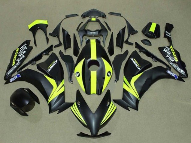 Honda CBR1000RR Motorrad Verkleidung 2012-2016 - Matt Schwarz Gelb Streifen