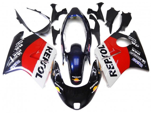 Honda CBR1100XX Blackbird Motorrad Verkleidung 1996-2007 - Rot Weiss Blau Glanzendes Schwarz Repsol