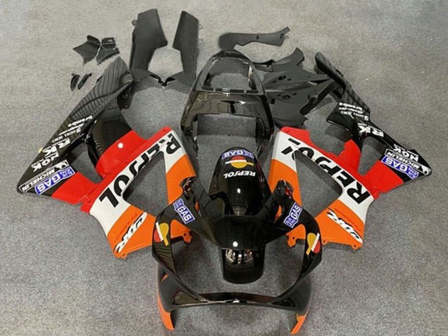 Honda CBR900RR 929 Motorrad Verkleidung 2000-2001 - Orange Weiss Rot Glanzendes Schwarz Repsol