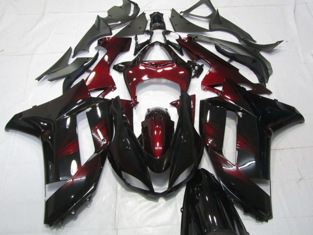 Schwarz Dunkel rot 2007-2008 Kawasaki ZX6R Motorrad Verkleidung