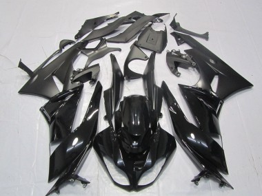 Kawasaki ZX6R Motorrad Verkleidung 2007-2008 - Glanzendes Schwarz Matt Schwarz