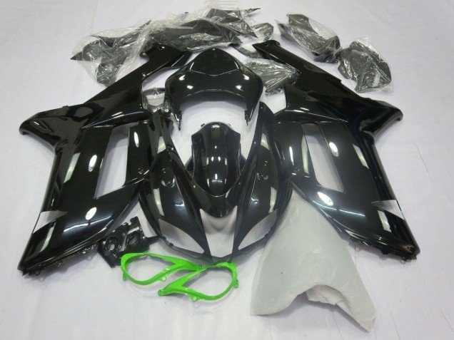 Glänzendes Schwarz Neon Grün 2007-2008 Kawasaki ZX6R Motorrad Verkleidung