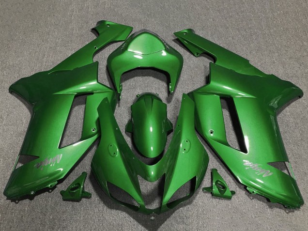 Grün Chrome 2007-2008 Kawasaki ZX6R Motorrad Verkleidung