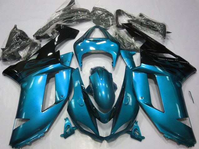 Hellblau Schwarz 2007-2008 Kawasaki ZX6R Motorrad Verkleidung