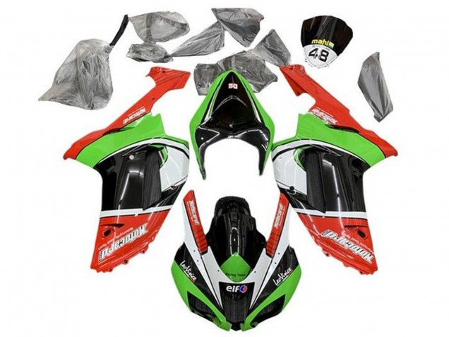 Rot Grün Schwarz Weiß 2007-2008 Kawasaki ZX6R Motorrad Verkleidung