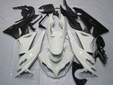 Kawasaki ZX6R Motorrad Verkleidung 2009-2012 - Weiss Matt Schwarz