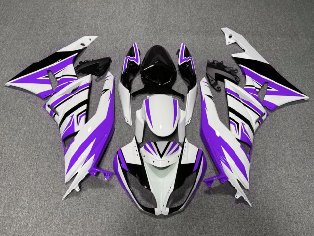 Kawasaki ZX6R Motorrad Verkleidung 2009-2012 - Weiss Lila Schwarz