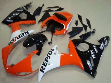 Orange Weiß Glänzendes Schwarz Repsol 2003-2004 Yamaha YZF R6 Motorrad Verkleidung