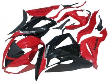 Kawasaki ZX6R Motorrad Verkleidung 2013-2018 - Rot Glanzendes Schwarz