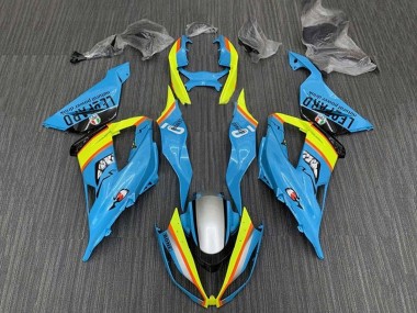 Kawasaki ZX6R Motorrad Verkleidung 2013-2018 - Hellblau Gelb Orange Schwarz Silber