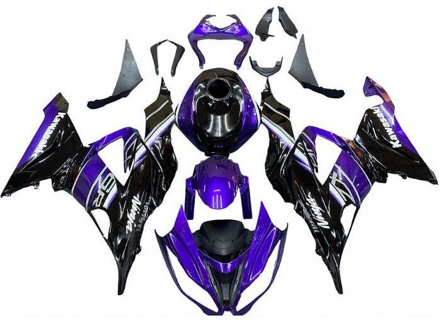 Kawasaki ZX6R Motorrad Verkleidung 2013-2018 - Blau Glanzendes Schwarz