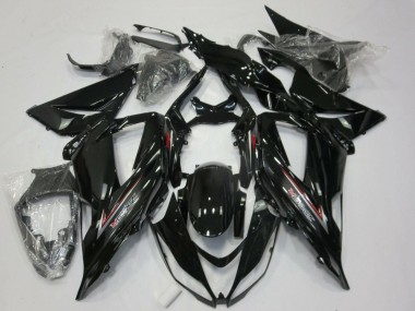 Kawasaki ZX6R Motorrad Verkleidung 2013-2018 - Glanzendes Schwarz Silber Rot