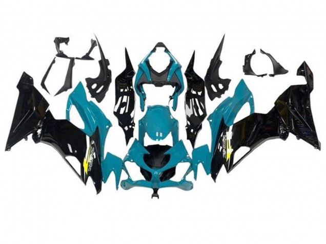 Kawasaki ZX6R Motorrad Verkleidung 2019-2022 - Blau Grun Blau Glanzendes Schwarz Gelb