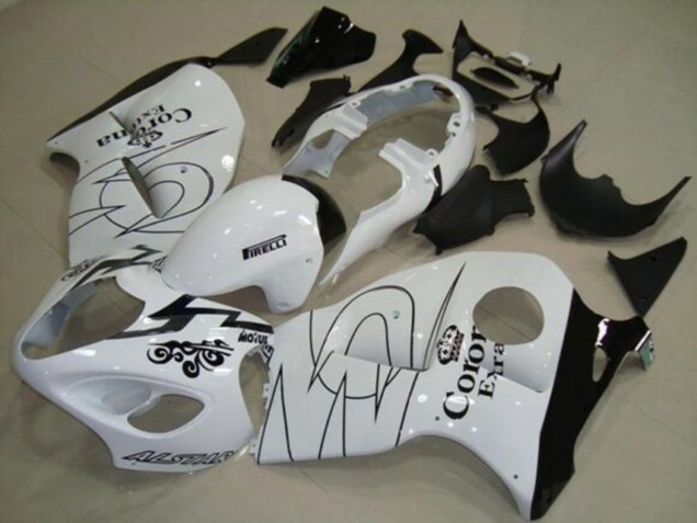 Suzuki GSXR 1300 Hayabusa Motorrad Verkleidung 1996-2007 - Weiss Schwarz Corona Tribal