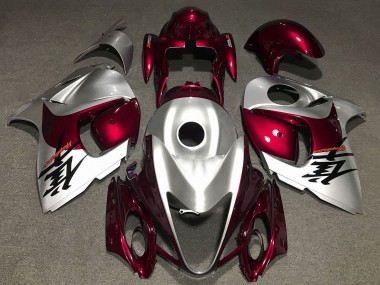Suzuki GSXR 1300 Hayabusa Motorrad Verkleidung 2008-2020 - Silber Dunkel Rot