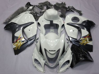 Suzuki GSXR 1300 Hayabusa Motorrad Verkleidung 2008-2020 - Weiss Grau Gold Schwarz