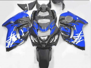 Suzuki GSXR 1300 Hayabusa Motorrad Verkleidung 2008-2020 - Schwarz Blaue Flamme