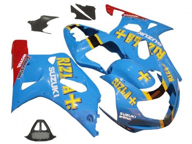 Suzuki GSXR1000 Motorrad Verkleidung 2000-2002 - Blau Gelb Rot Rizla