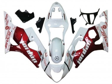 Suzuki GSXR 1000 Motorrad Verkleidung 2003-2004 - Weiss Rot Jordan