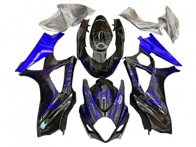 Suzuki GSXR 1000 Motorrad Verkleidung 2005-2006 - Schwarz Blaue Flamme