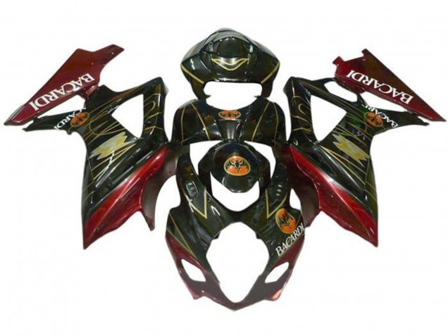 Suzuki GSXR 1000 Motorrad Verkleidung 2005-2006 - Schwarz Rot Gold BACARDI