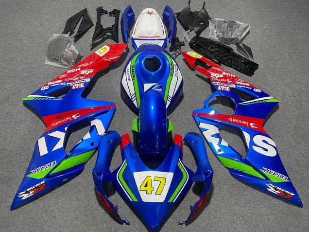 Suzuki GSXR 1000 Motorrad Verkleidung 2005-2006 - Blau Grun Weiss Rot 47 Rennen