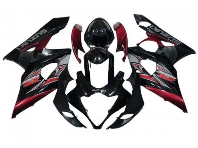 Suzuki GSXR 1000 Motorrad Verkleidung 2005-2006 - Glanzendes Schwarz Rot Silber