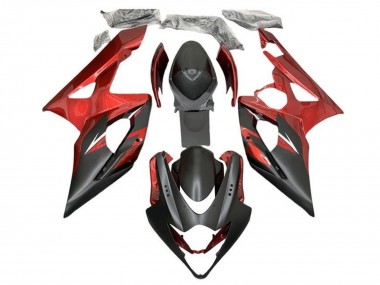 Suzuki GSXR 1000 Motorrad Verkleidung 2005-2006 - Bonbon Rot Matt Schwarz