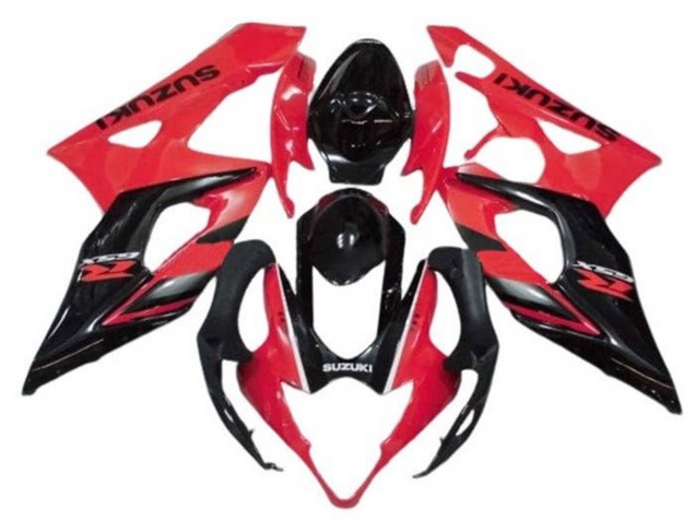 Suzuki GSXR 1000 Motorrad Verkleidung 2005-2006 - Rot Glanzendes Schwarz Streifen