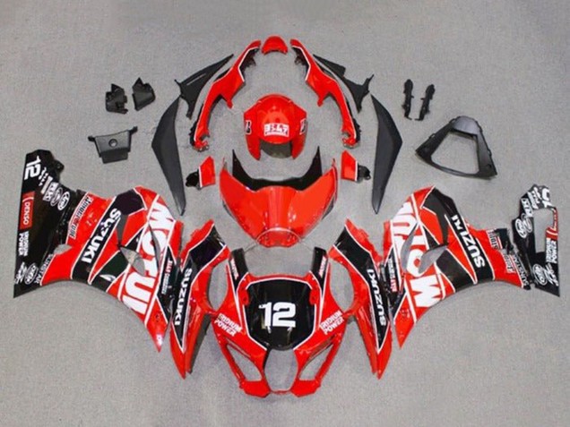 Rot Weiß Schwarz Motul 12 2017-2025 Suzuki GSXR1000 Motorrad Verkleidung
