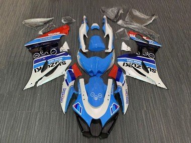 Suzuki GSXR1000 Motorrad Verkleidung 2017-2024 - Weiss Blau Streifen Rot Motul