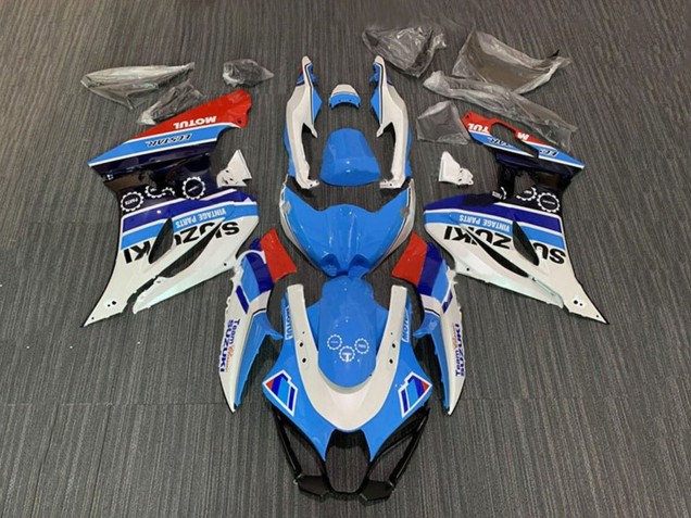 Weiß Blau Streifen Rot Motul 2017-2025 Suzuki GSXR1000 Motorrad Verkleidung