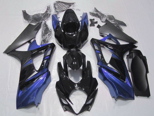 Suzuki GSXR 1000 Motorrad Verkleidungen Kit 2007-2008 - Glanzendes Schwarz Matt Schwarz