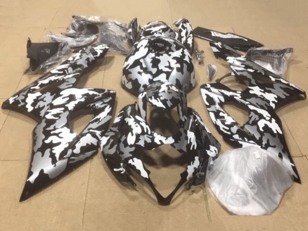 Suzuki GSXR 1000 Motorrad Verkleidung 2007-2008 - Schwarz Weiss Grau Camouflage