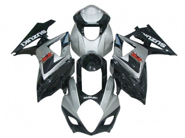 Suzuki GSXR 1000 Motorrad Verkleidung 2007-2008 - Grau Glanzendes Schwarz Rot Weiss