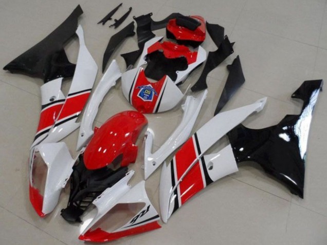Weiß Rot Glänzendes Schwarz 2008-2016 Yamaha YZF R6 Motorrad Verkleidung Kit